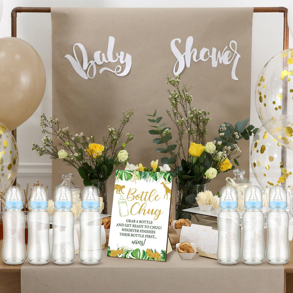 TrelaCo Safari baby bottles set for shower game ready for quick play