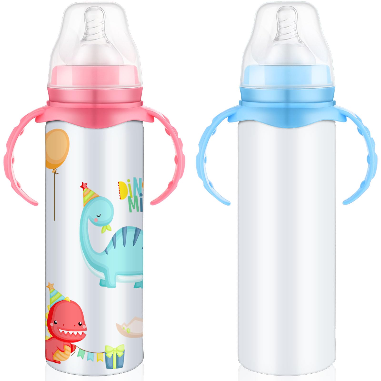 TrelaCo 8oz pink-handled sublimation sippy cup for toddlers—leakproof on-the-go hydration