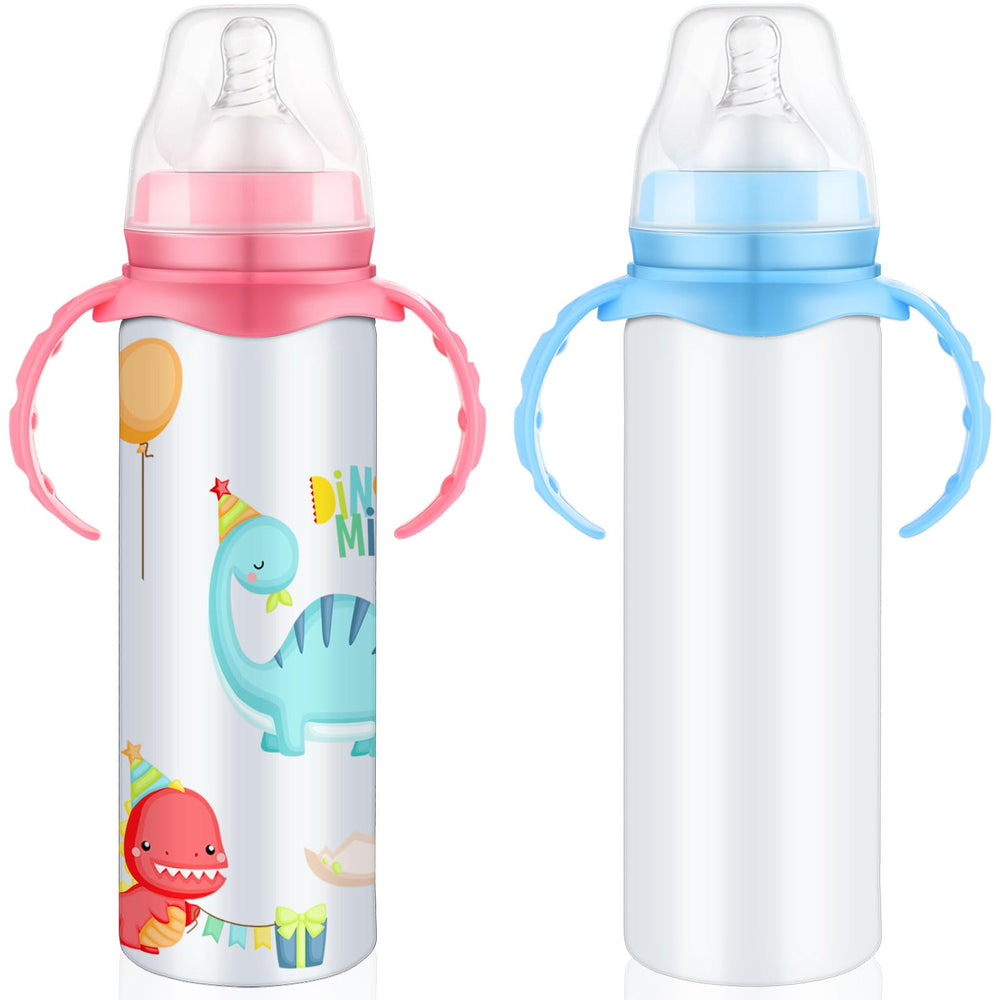 TrelaCo 8oz pink-handled sublimation sippy cup for toddlers—leakproof on-the-go hydration