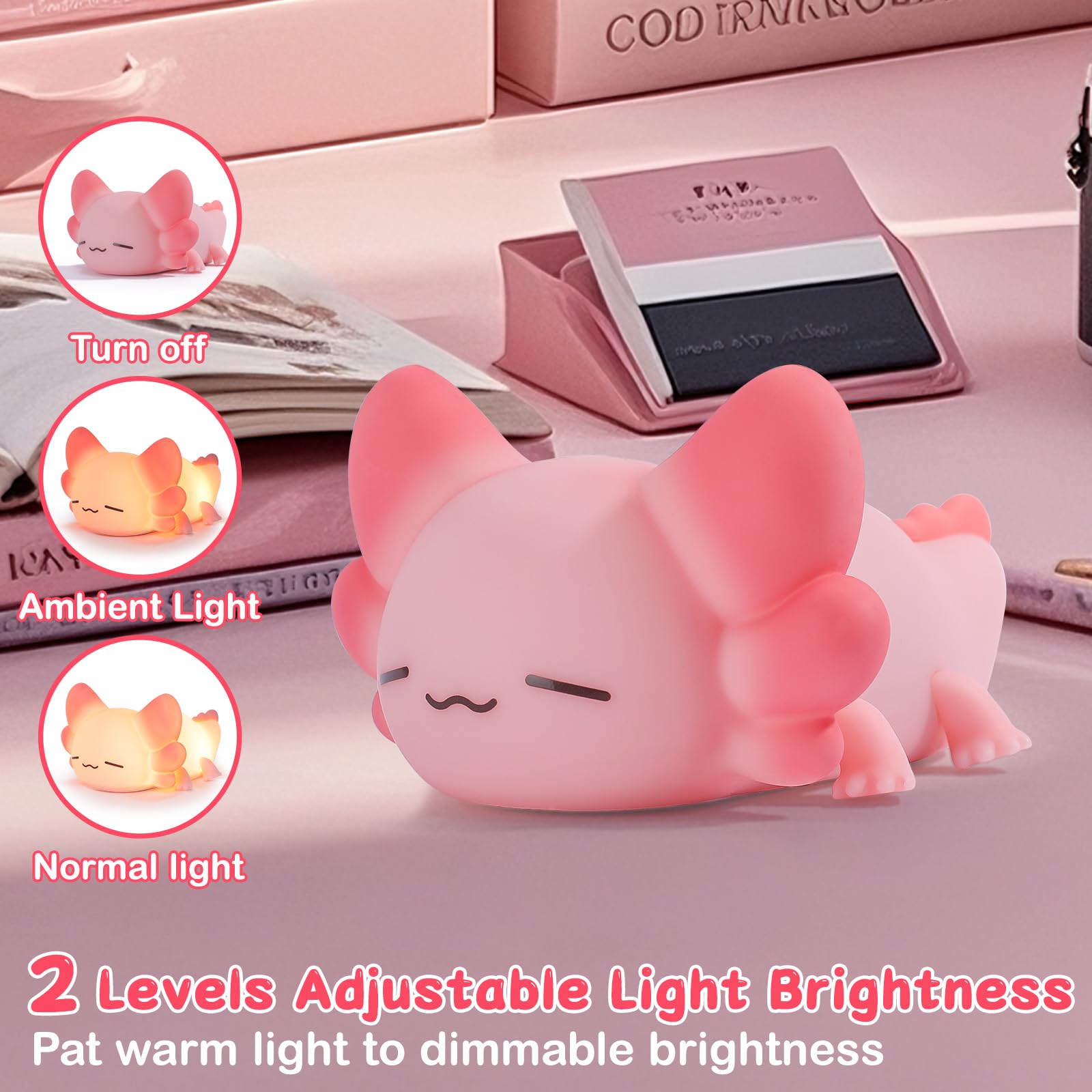 Tremdwoto Axolotl Night Light soft silicone surface is kid-safe