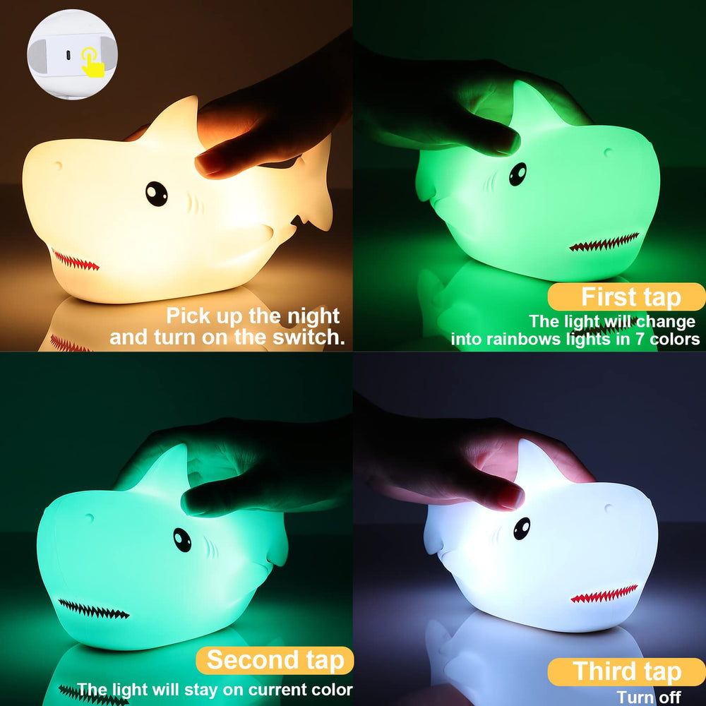 Tremdwoto Shark Night Light on bedside table in a cozy room