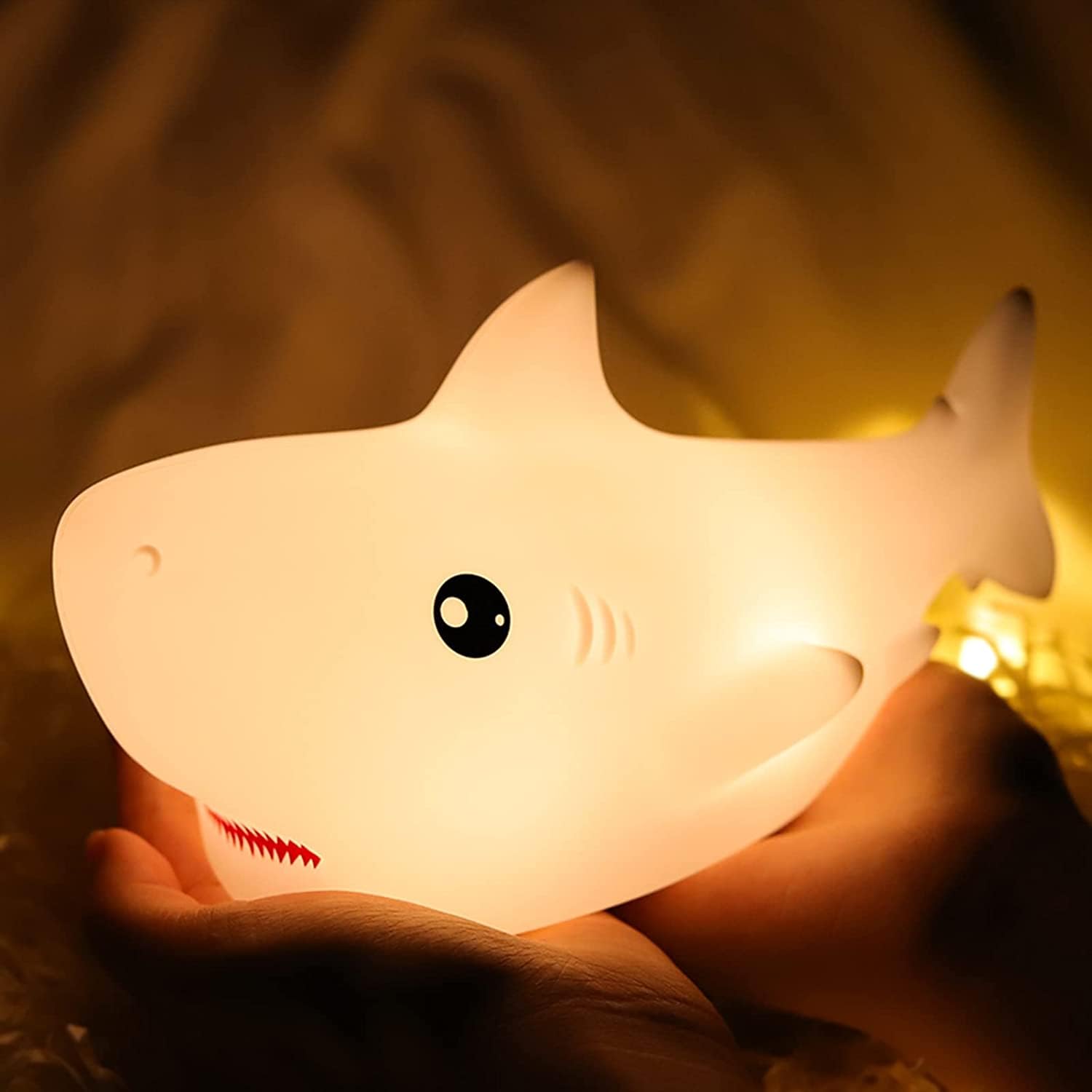 Tremdwoto Shark Night Light in a nursery with soft ambient glow