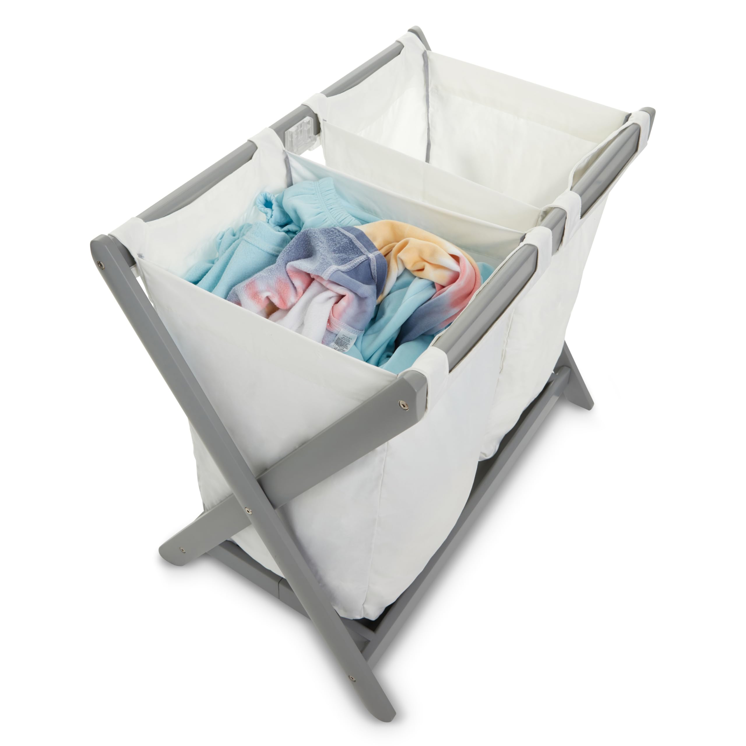 TRENDHUB bassinet hamper carry handles close-up highlighting portability to laundry room