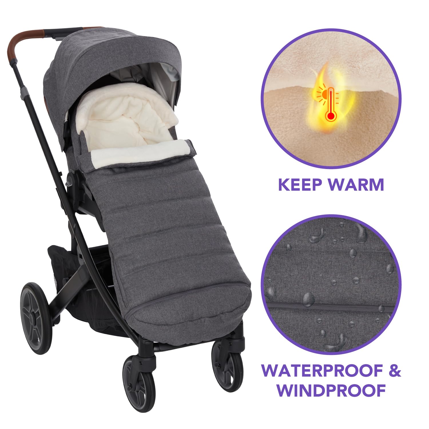 TRENDHUB extendable bunting bag zip-front opening adapts to temperature changes