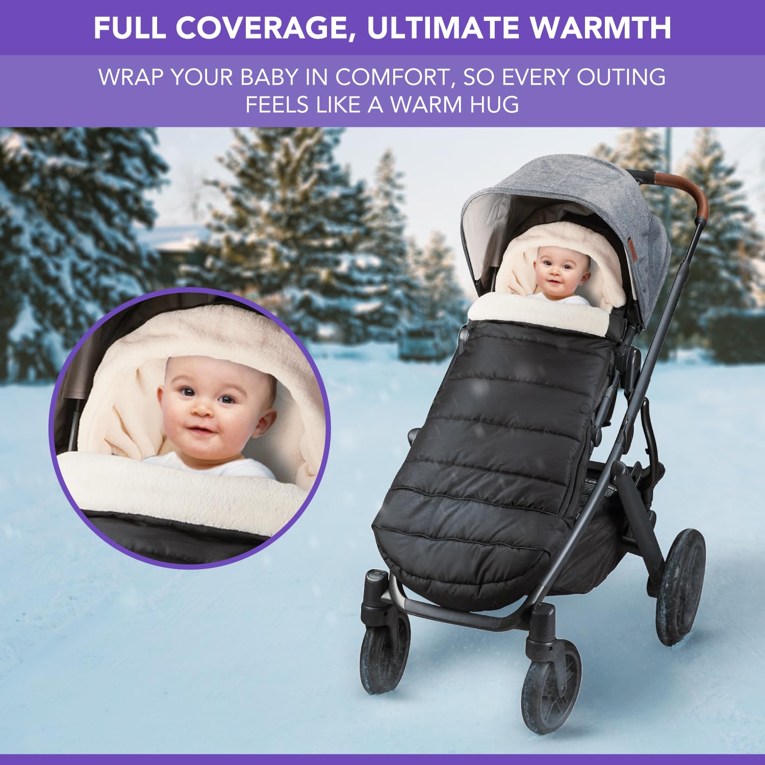 TrendHub Bunting Bag for UPPAbaby ultra-plush lining delivers soft warmth.