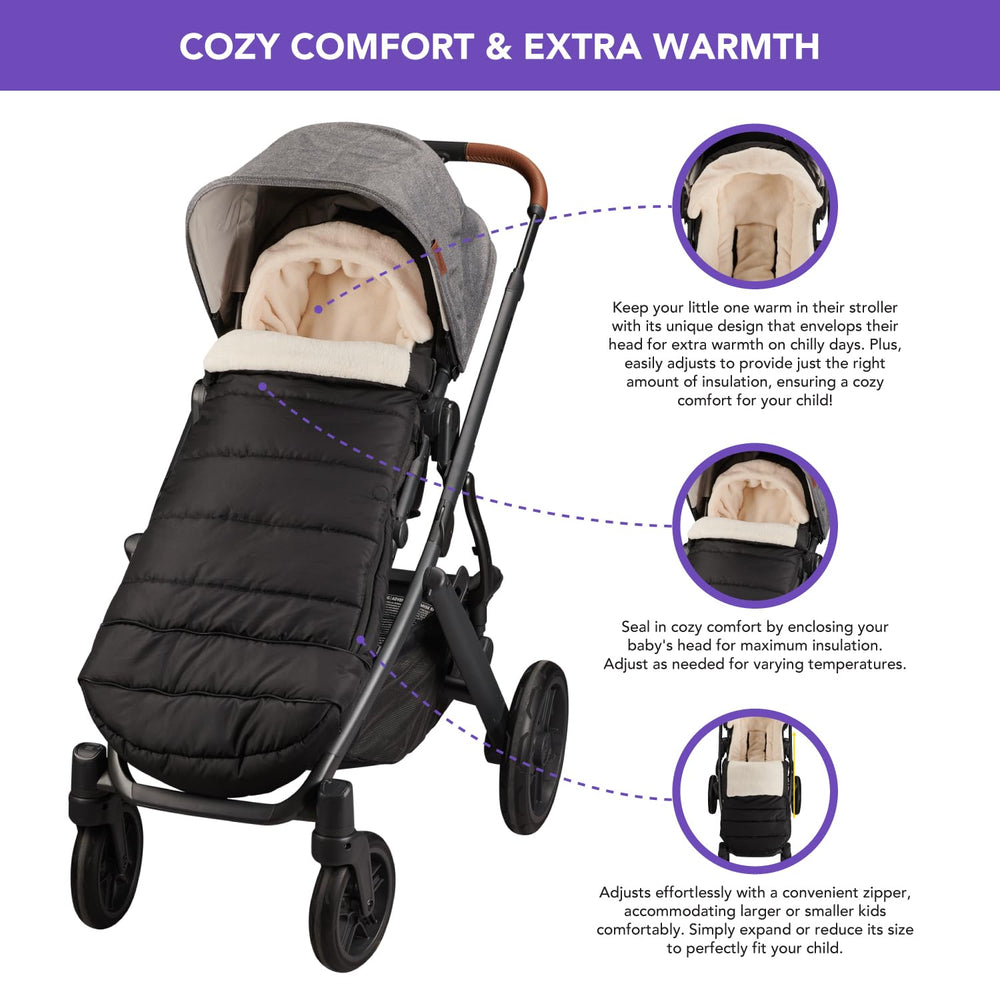 TrendHub Bunting Bag for UPPAbaby zip-out extension grows with child.