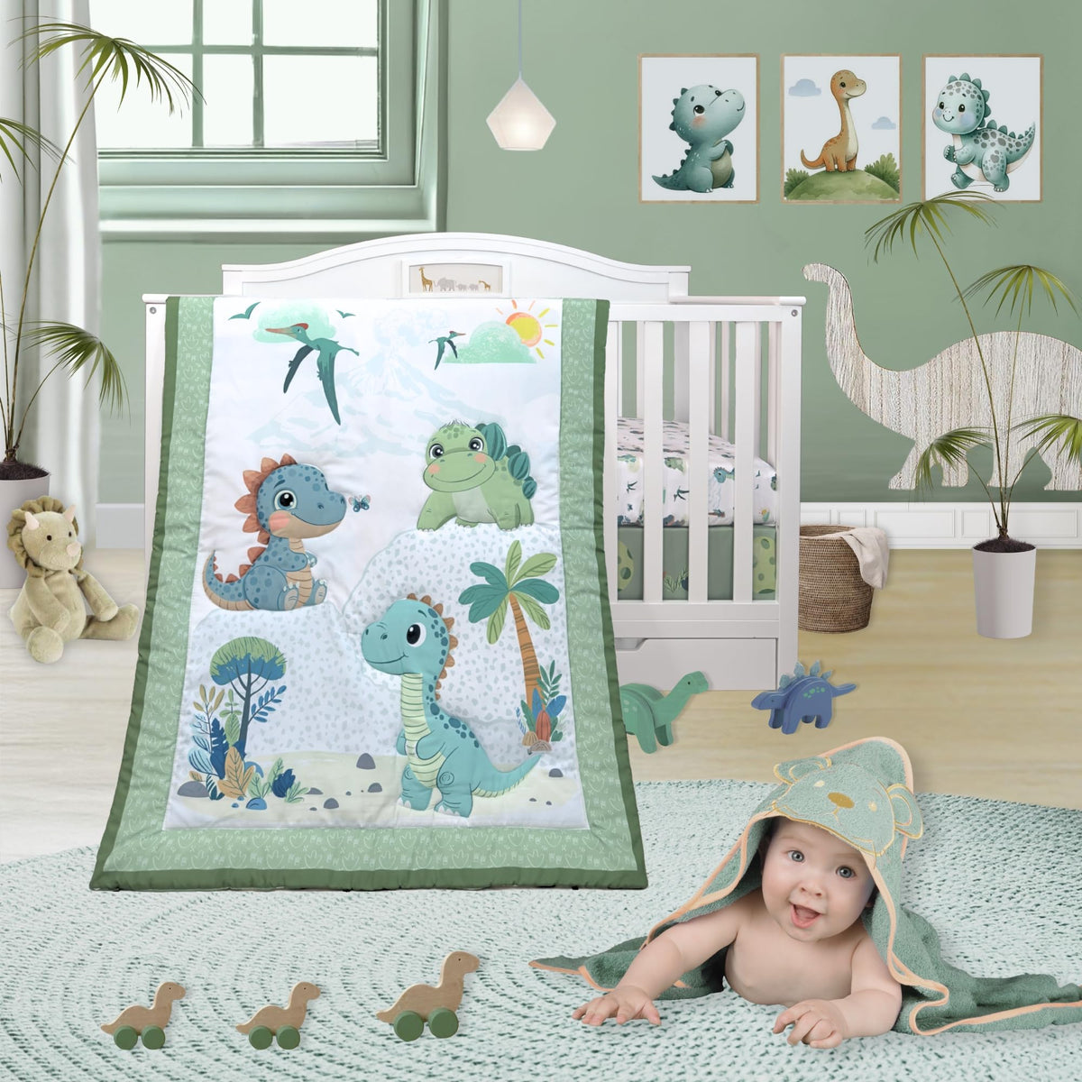 TrenD'Lay dino-comforter close-up shows soft texture for cozy naps
