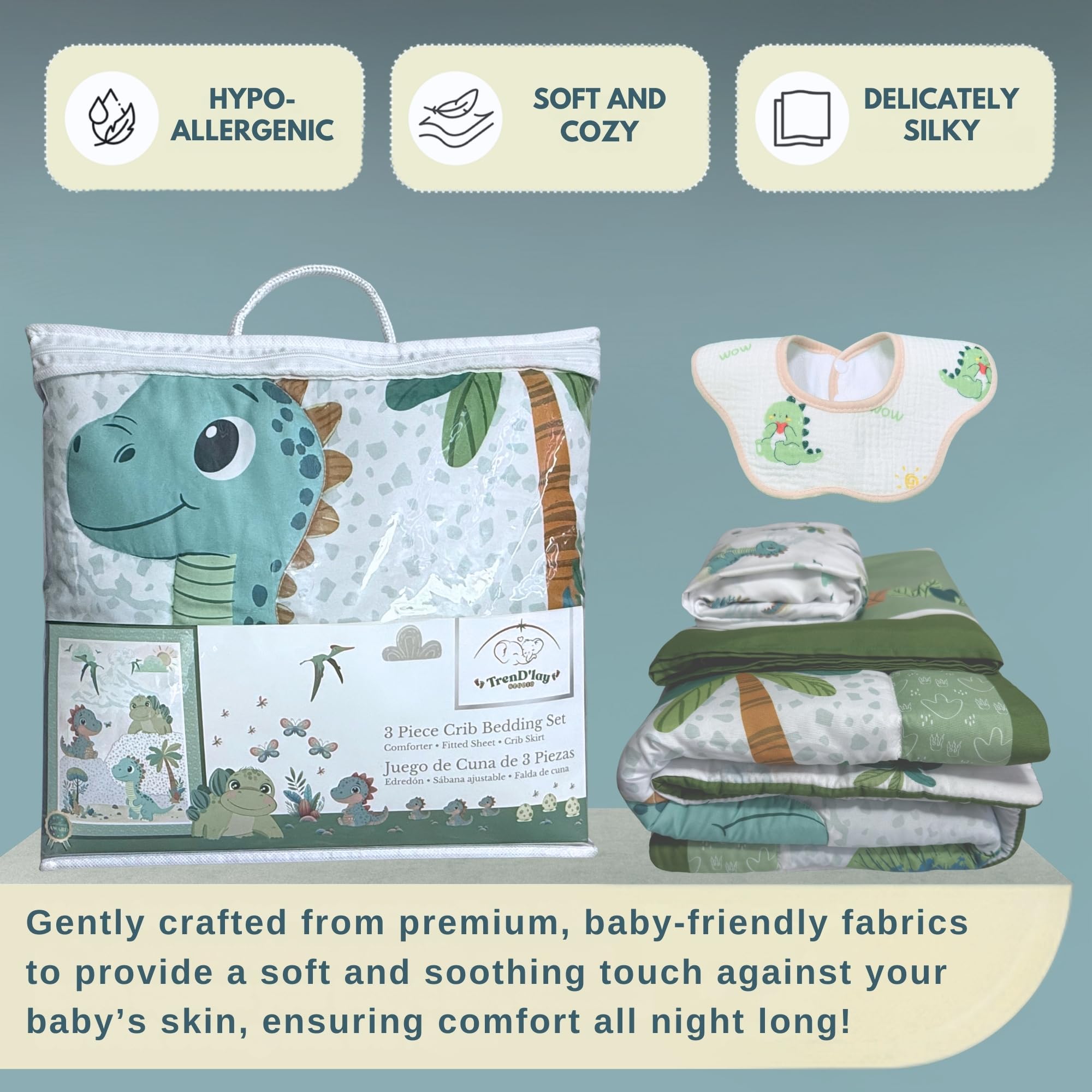 TrenD'Lay baby bib in soft cotton for gentle mealtime