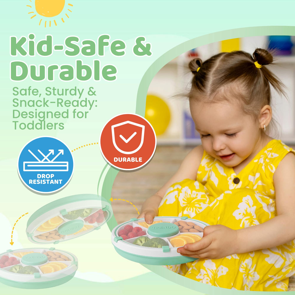Trendo Snack Spinner with five compartments demonstrates portion control for little eaters.