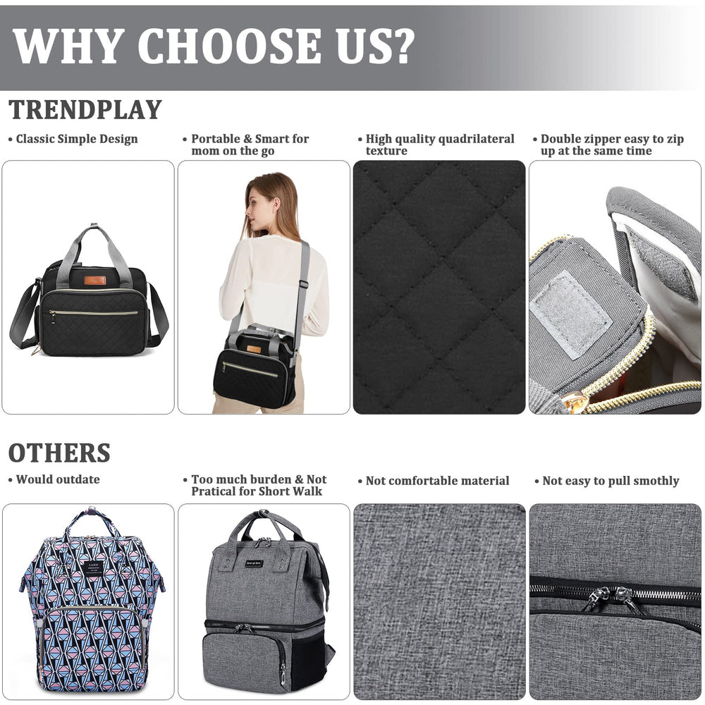 TRENDPLAY diaper bag tote gift-ready design suitable for baby showers and new parents.