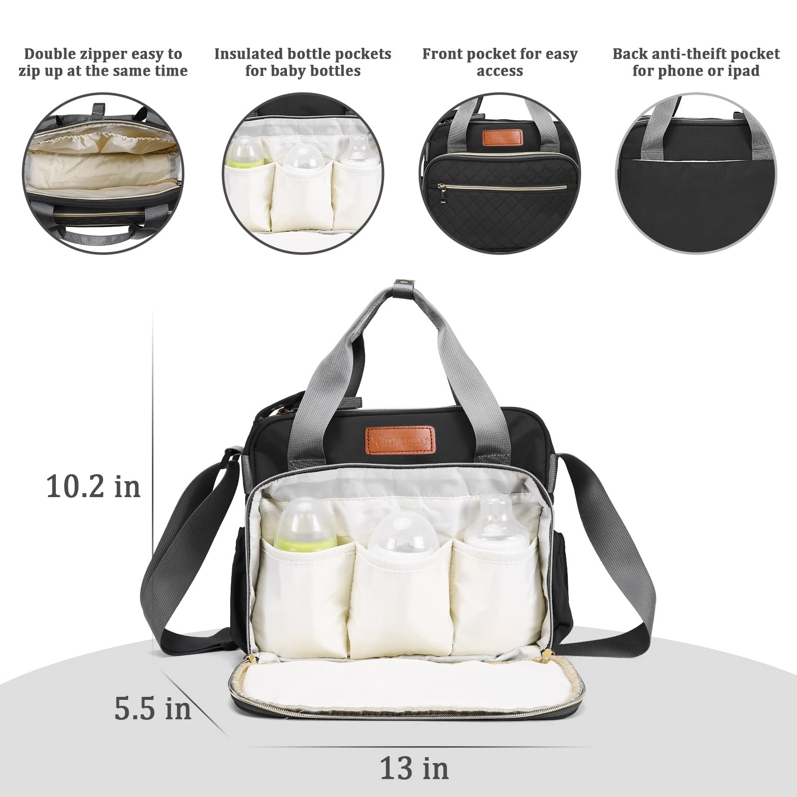 TRENDPLAY tiny tote with thermal bottle pockets keeps 8-9 oz bottles ready on the go.
