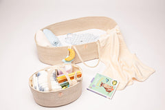 Trendy Baby Changing Basket in nursery decor setting showcases stylish boho vibe.