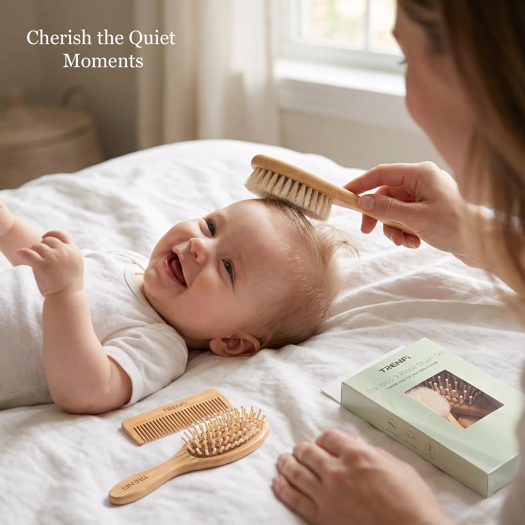 TRENFI bamboo baby-care set packaging emphasizing sustainability and design