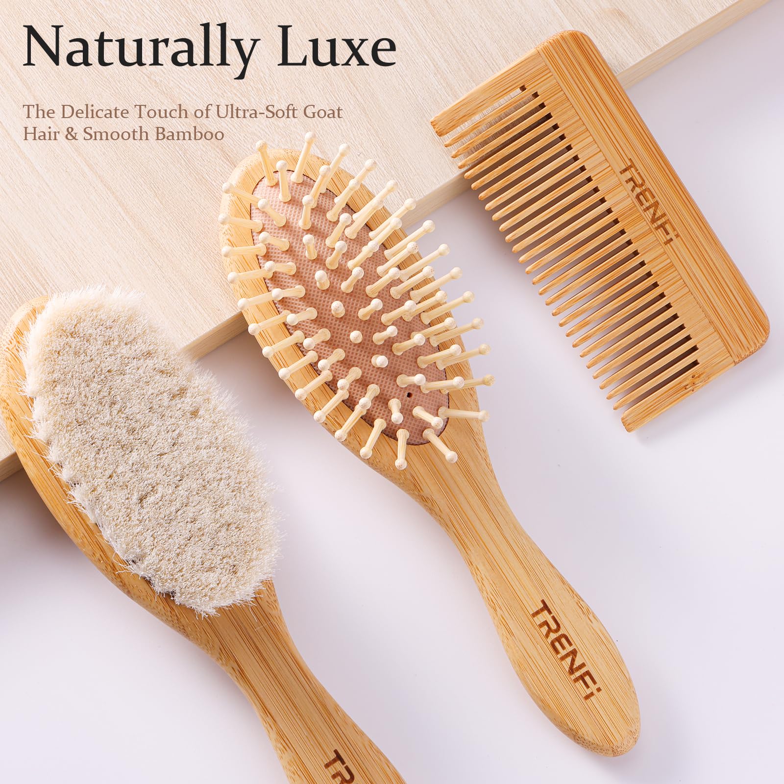 TRENFI bamboo baby grooming set in use with parent bonding moment