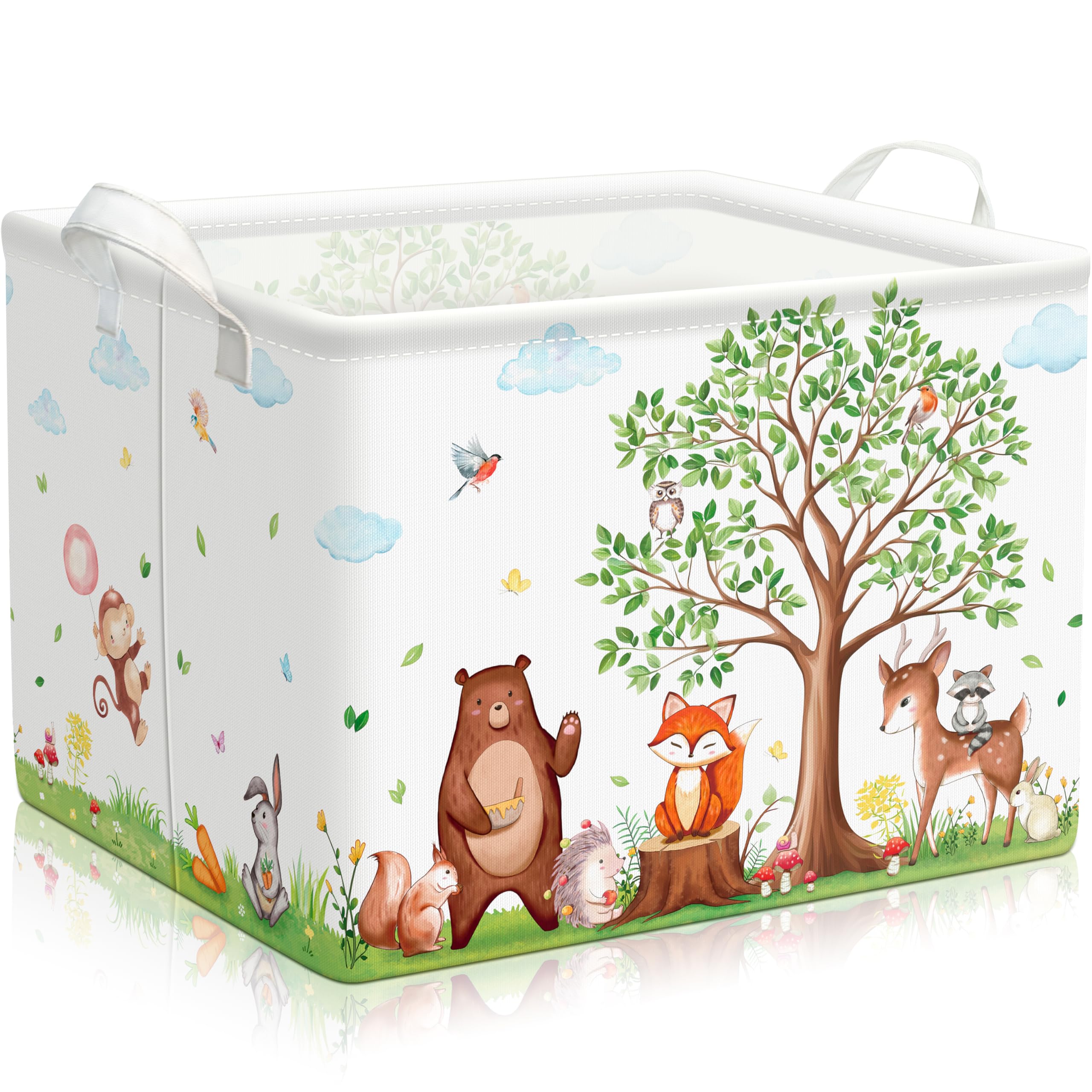 TREWAVE Baby Storage Basket with woodland animals design keeps nursery organized