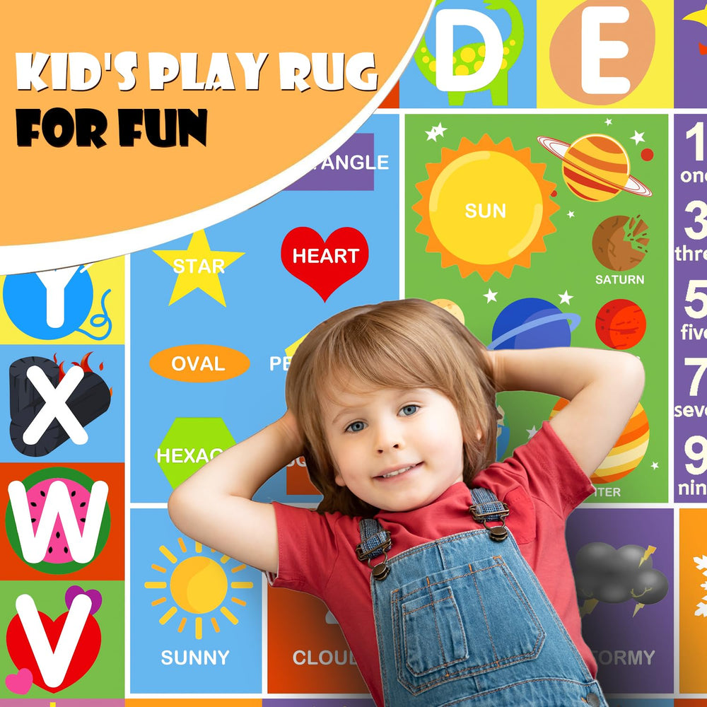 TRHEAVNIC Alphabet Rug colorful letters numbers and shapes boost cognitive play.