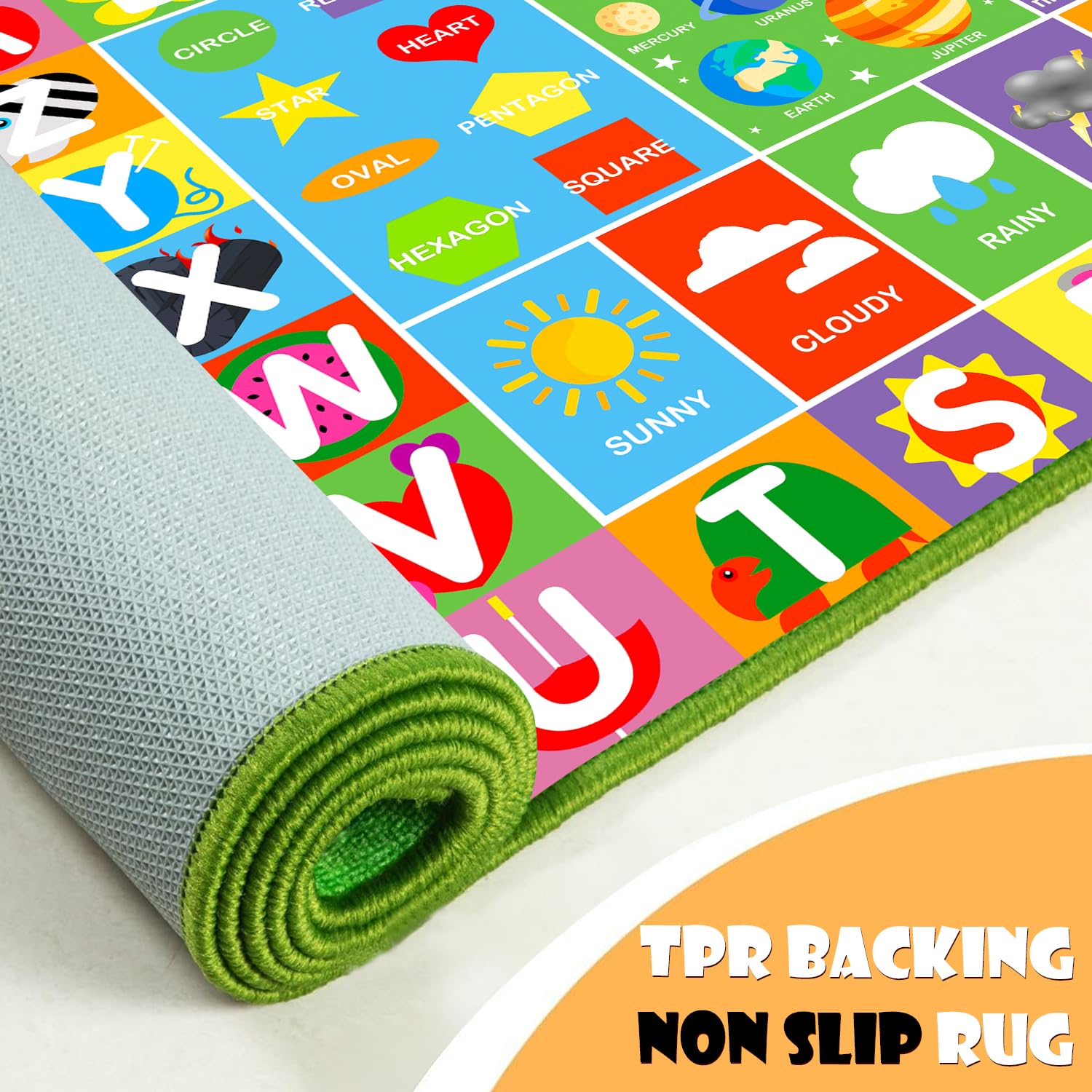TRHEAVNIC Alphabet Rug crystal velvet fibers deliver soft, cushioned comfort.