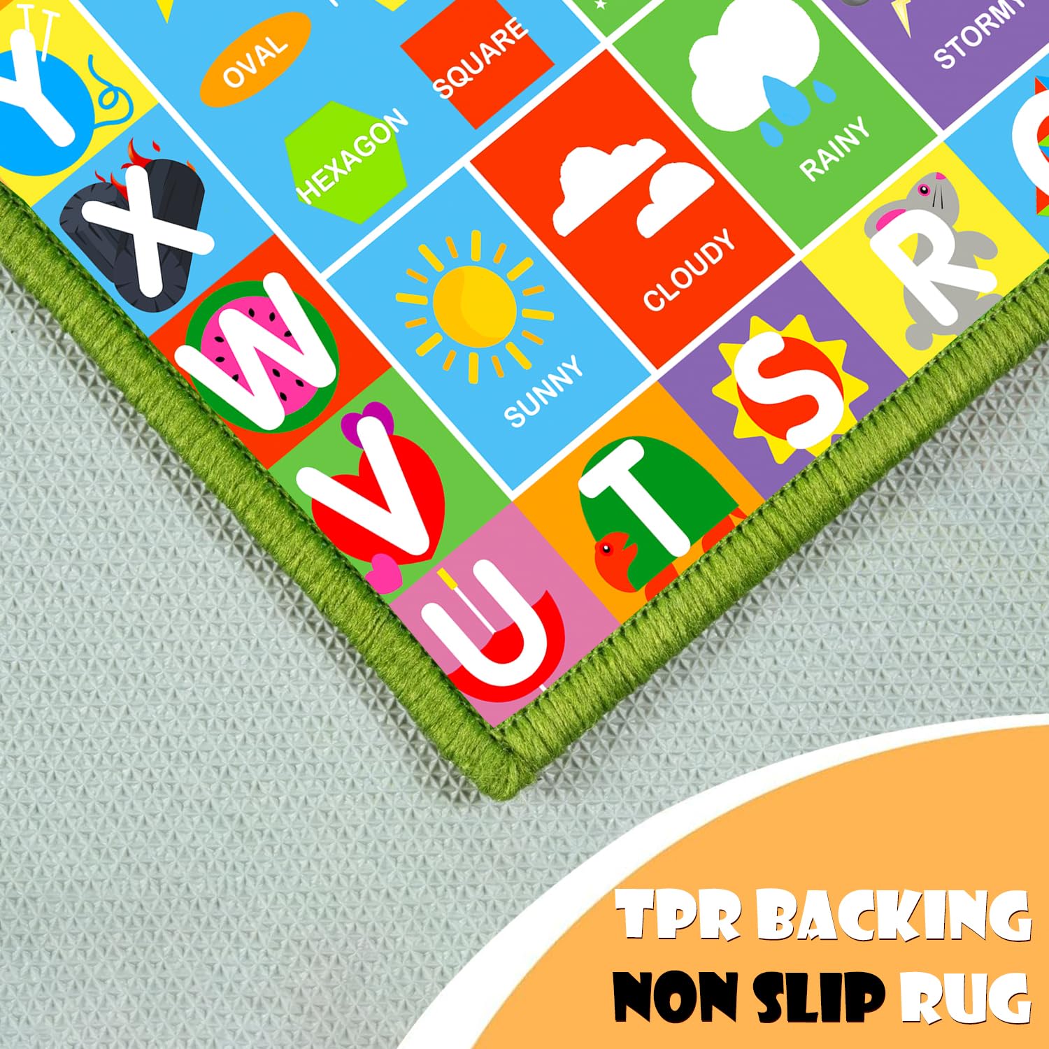 TRHEAVNIC Alphabet Rug durable construction supports years of kid-friendly play.