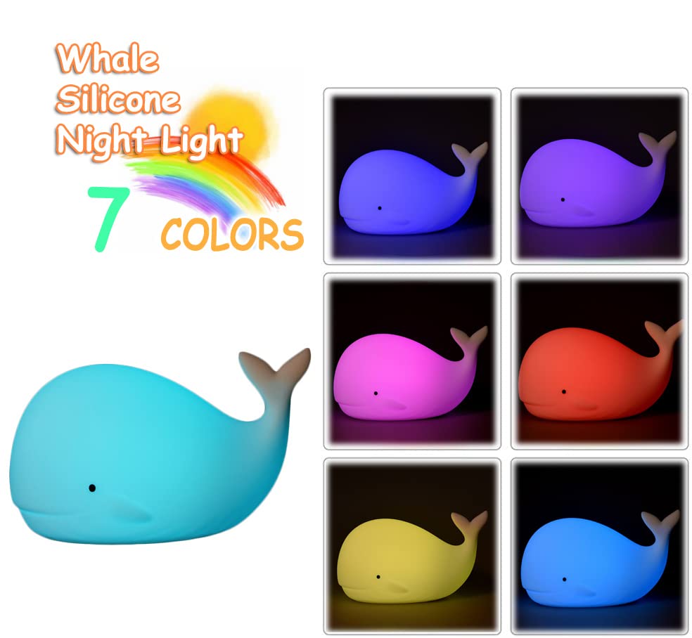 TriPro Whale Night Light demonstrating tap-control on/off for easy use