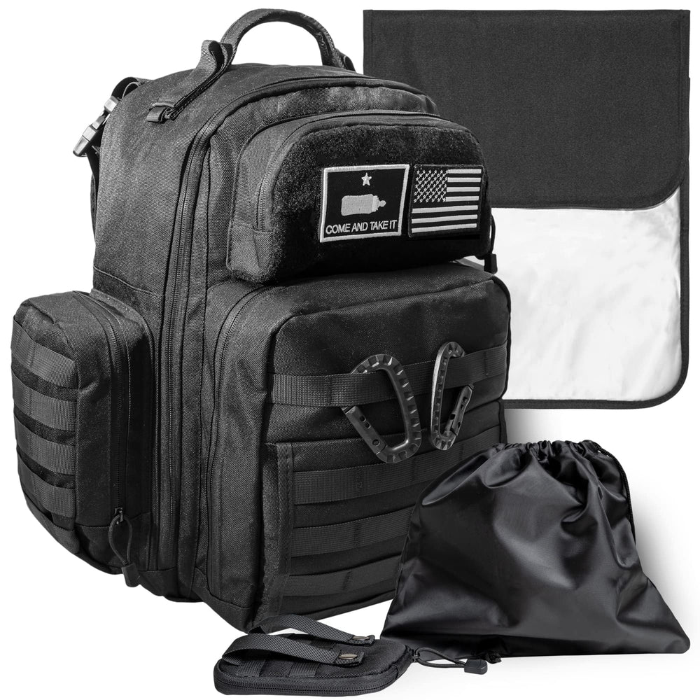 Tridee Dad Diaper Bag front view shows roomy main compartment for baby gear.