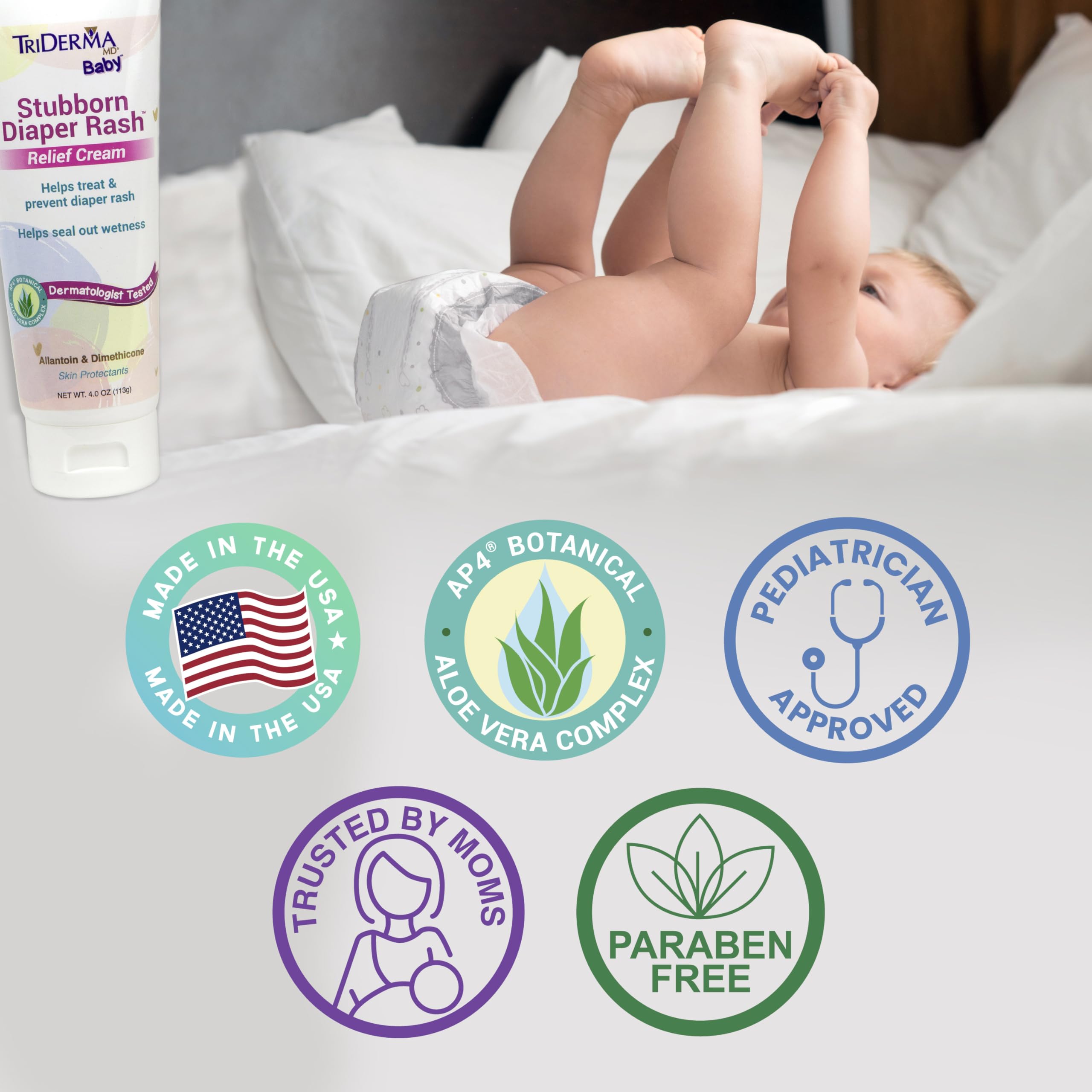 TriDerma AP4 Aloe Vera Gel Complex illustration highlighting skin-soothing formula.