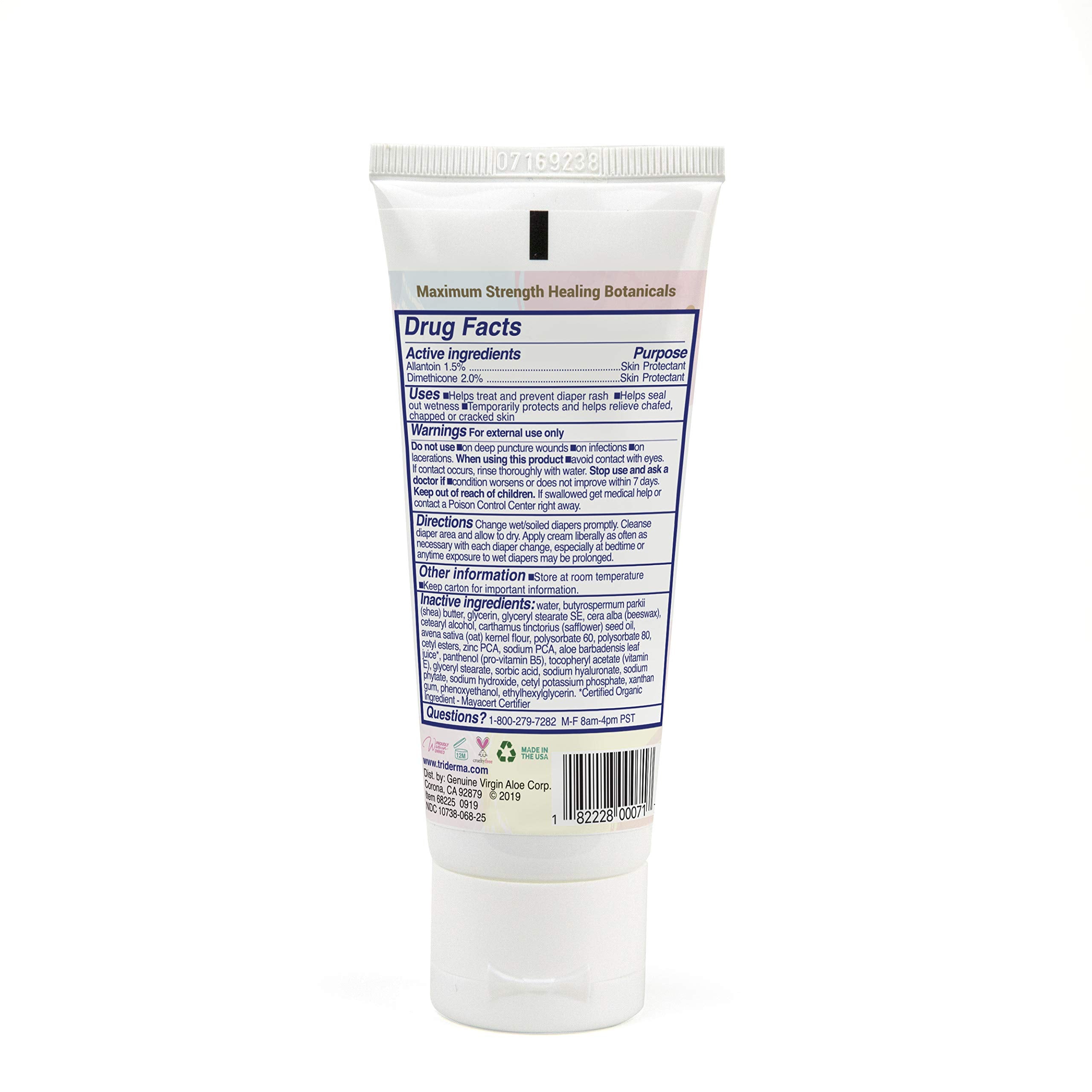 TriDerma packaging scene showing FSA eligible, travel-friendly diaper rash solution.