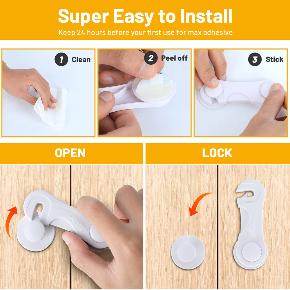 TRILINK cabinet lock close-up shows durable ABS material.