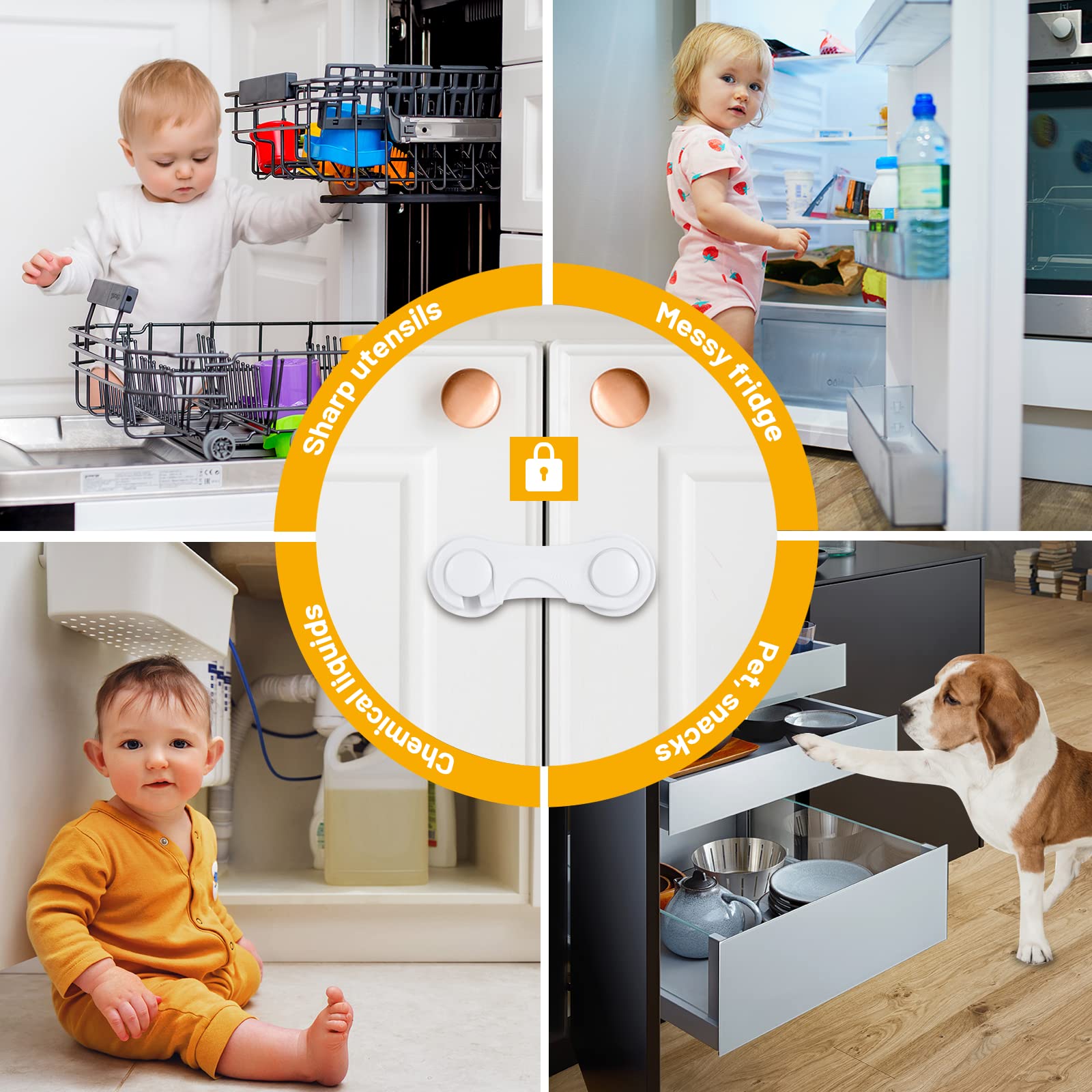 TRILINK fridge lock on door highlights bottle access prevention and safety.