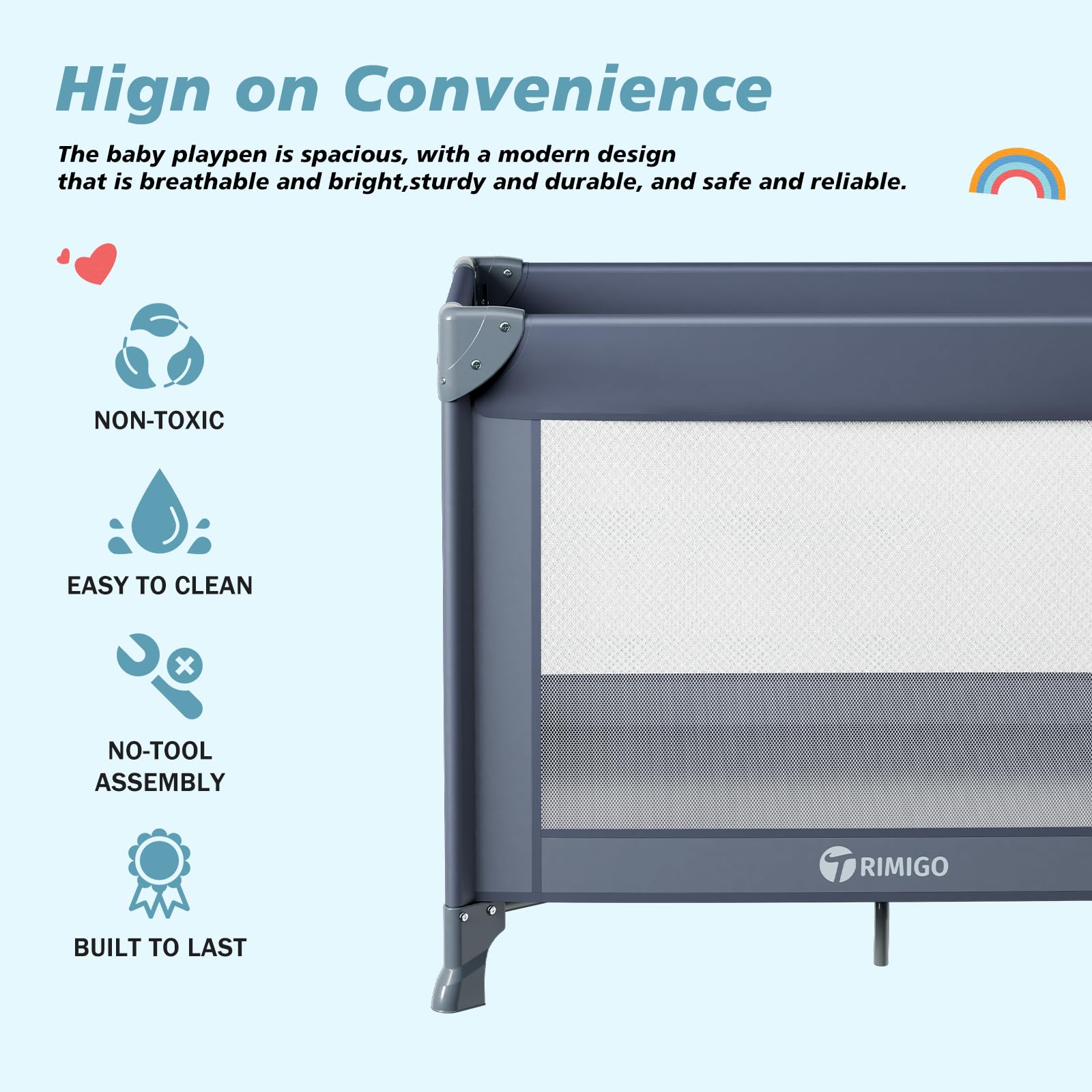 Trimigo compact fold measures 7.5x7.5x27.5 inches for travel convenience.