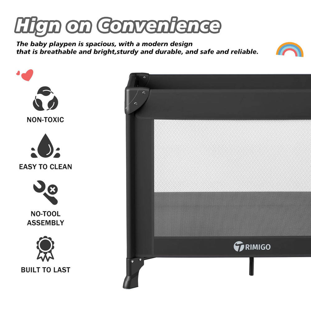 Trimigo travel crib compact dimensions show easy packing.