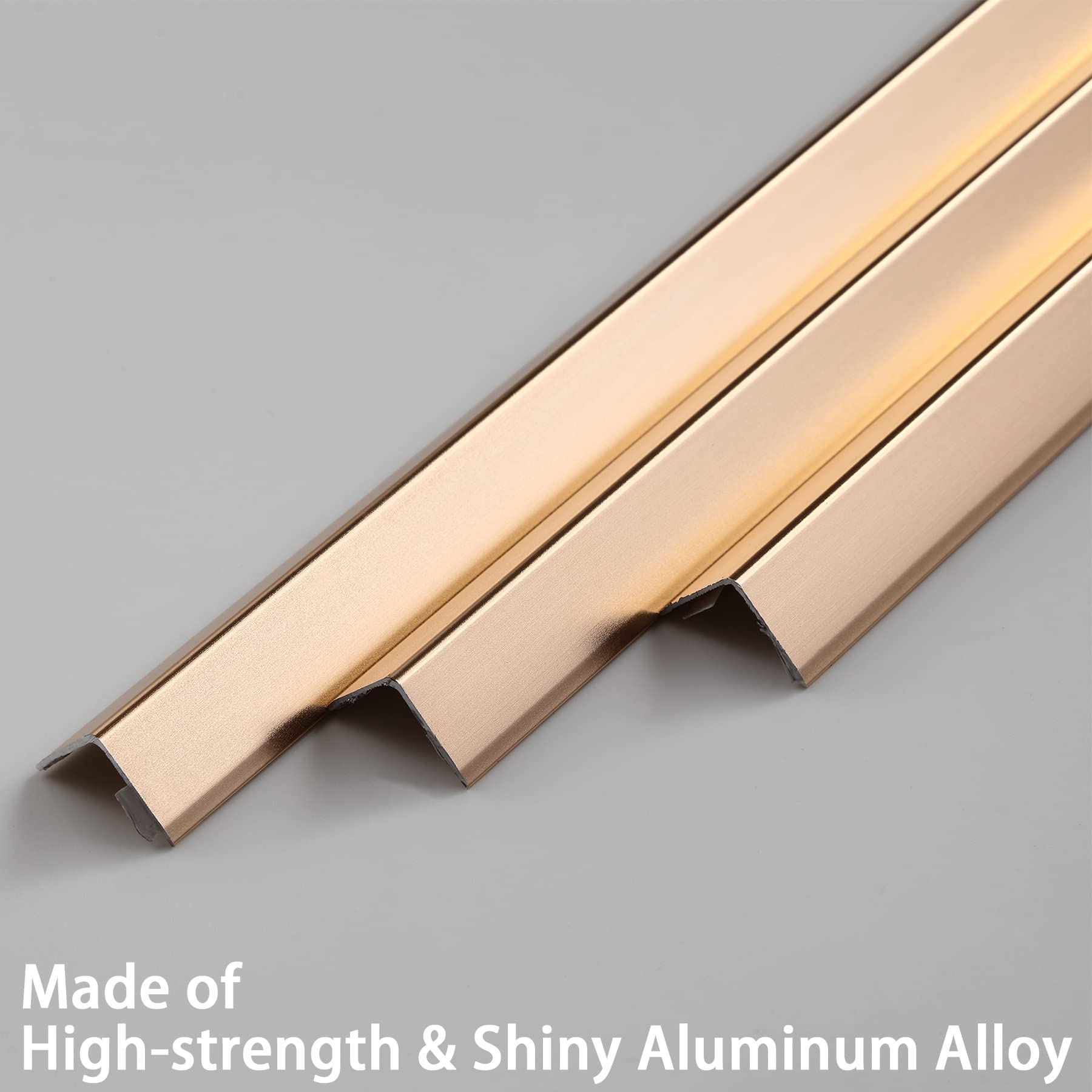 Trimold aluminum L-molding corner-guard closeup mirror surface, easy to clean and maintain.