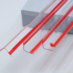 Trimold clear L-molding corner guard on wall corner for discreet protection