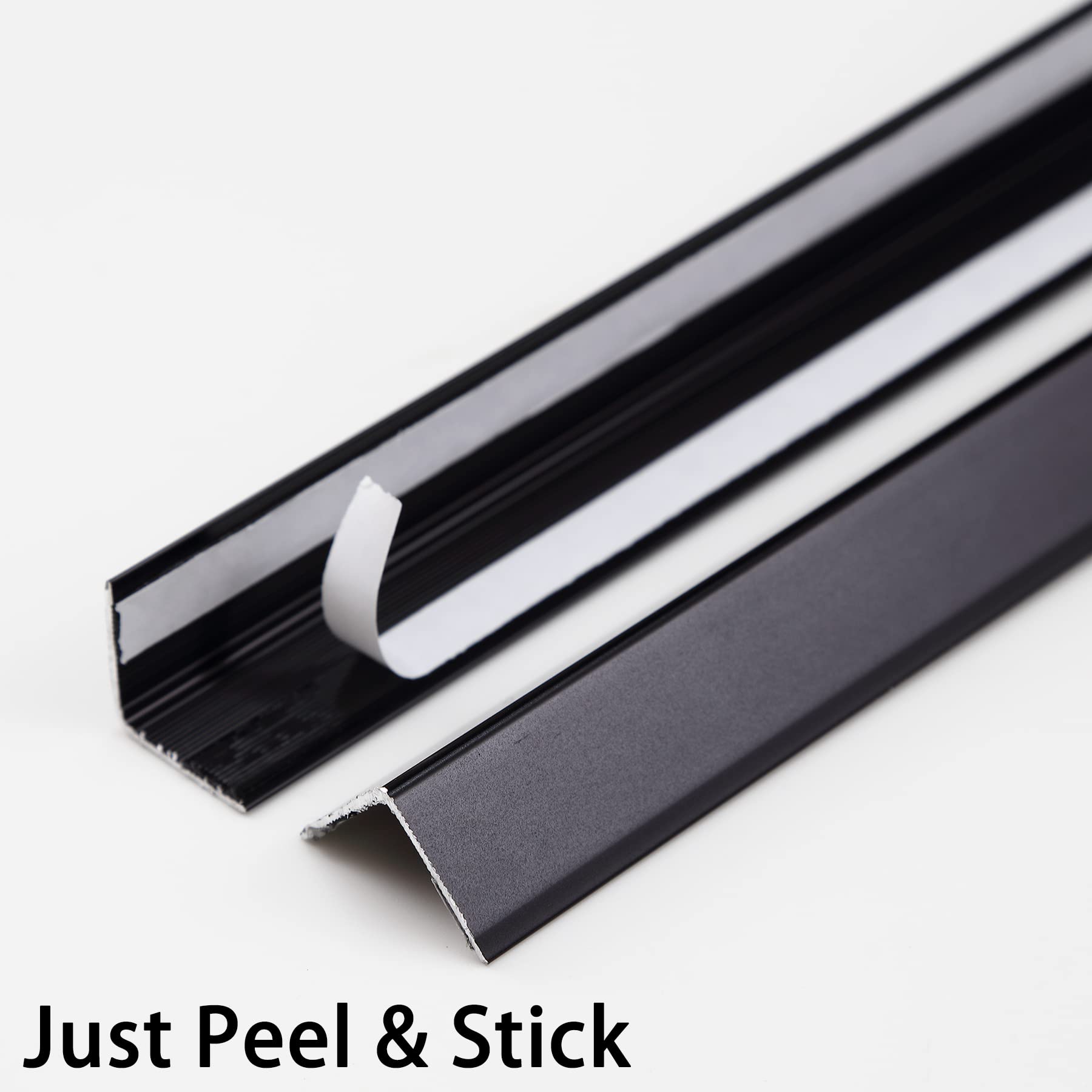 Trimold corner protector with adhesive back simplifies installation for walls, frames, or baseboards.