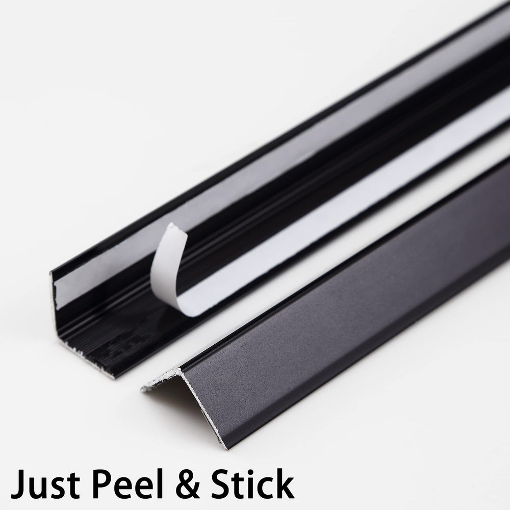 Trimold corner protector with adhesive back simplifies installation for walls, frames, or baseboards.
