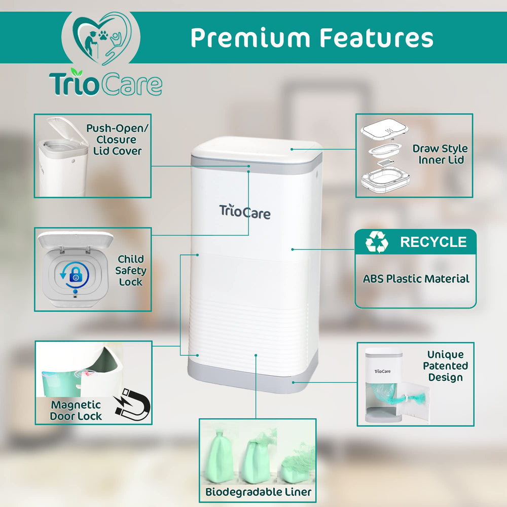 TrioCare inner lid rubber seal close-up shows durable odor protection.