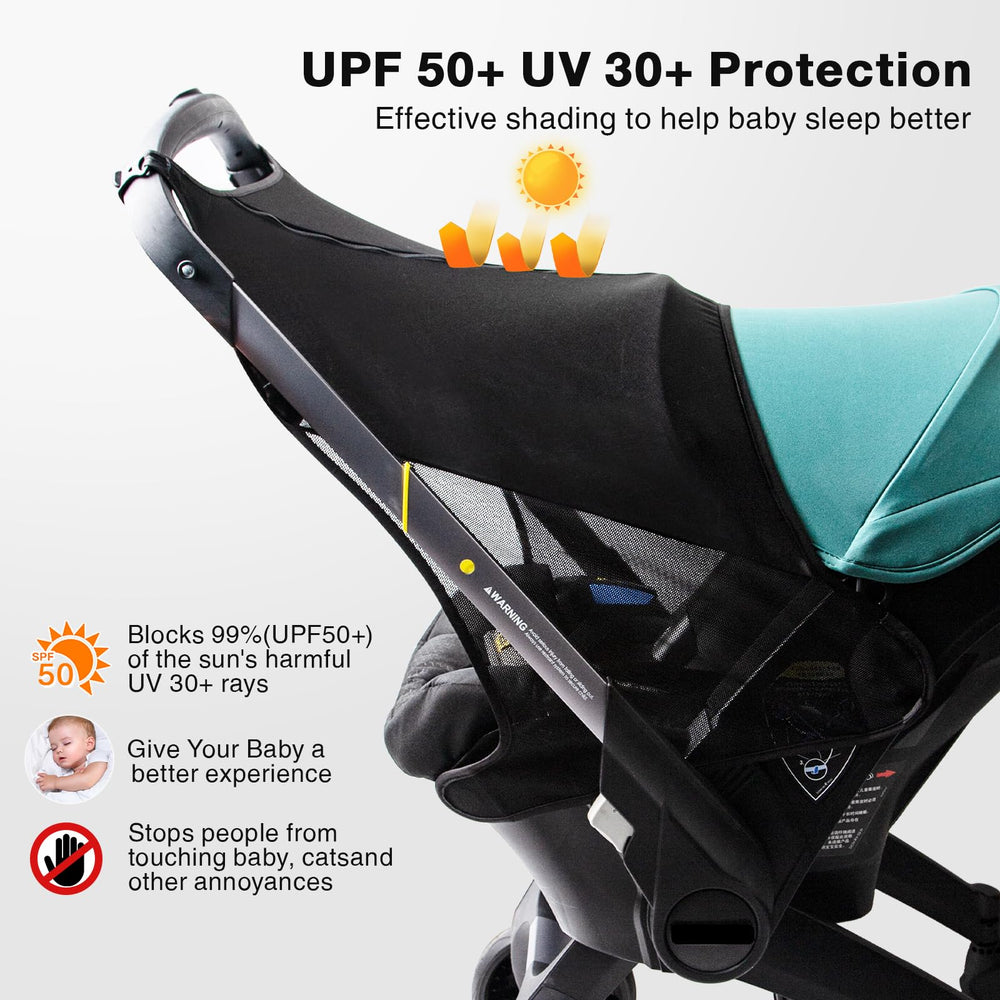 TRIPDAILY sun shade compatible with Doona stroller and car seat.