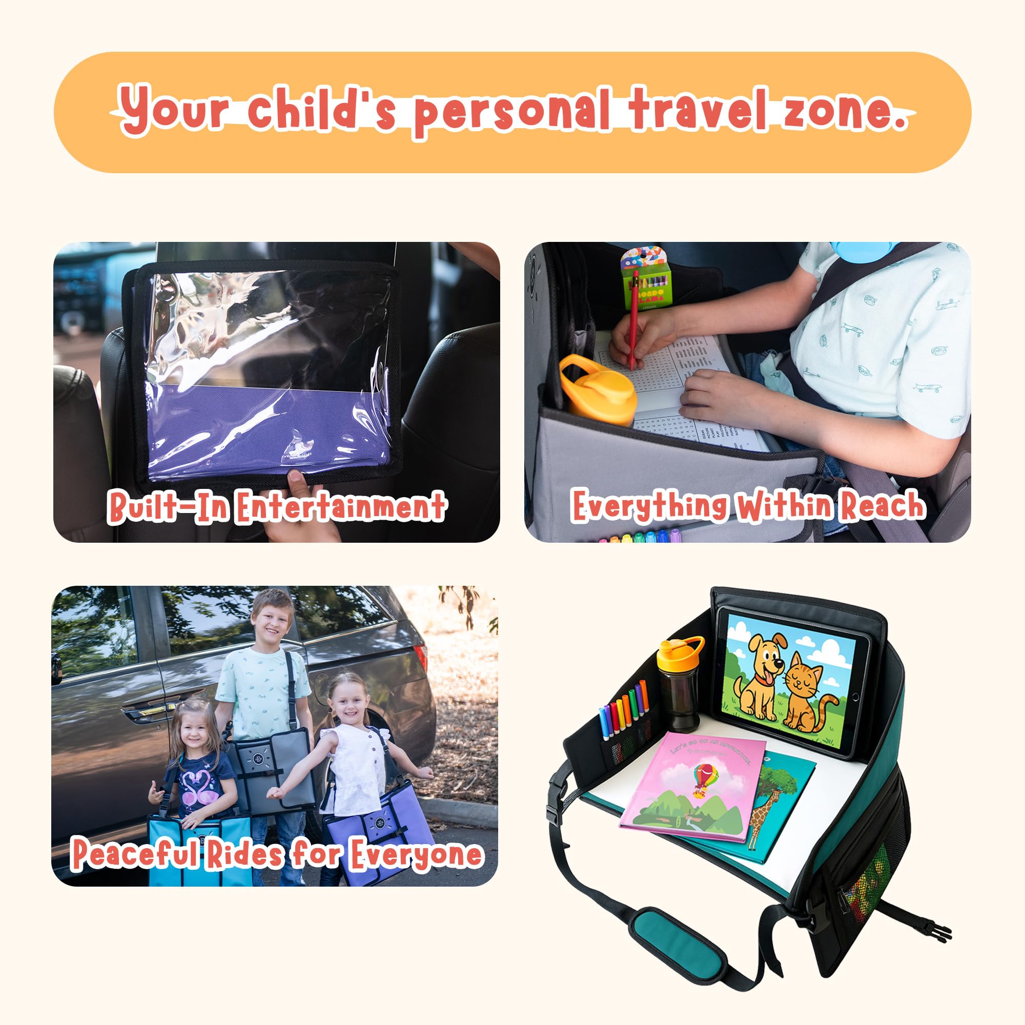 Triple EEE Adventures easy-clean surface keeps crumbs and spills minimal during road trips.
