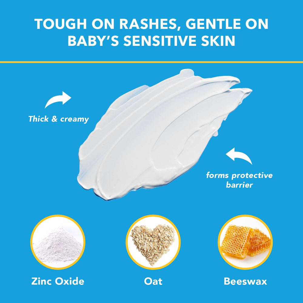 Triple Paste zinc oxide oatmeal formula protects delicate skin during daily diapering.