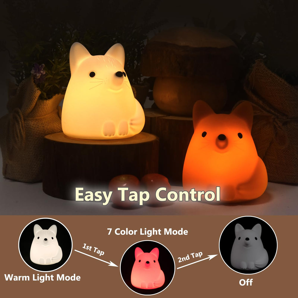 TriPro Fox Night Light demonstrates seven-color breathing mode in action.