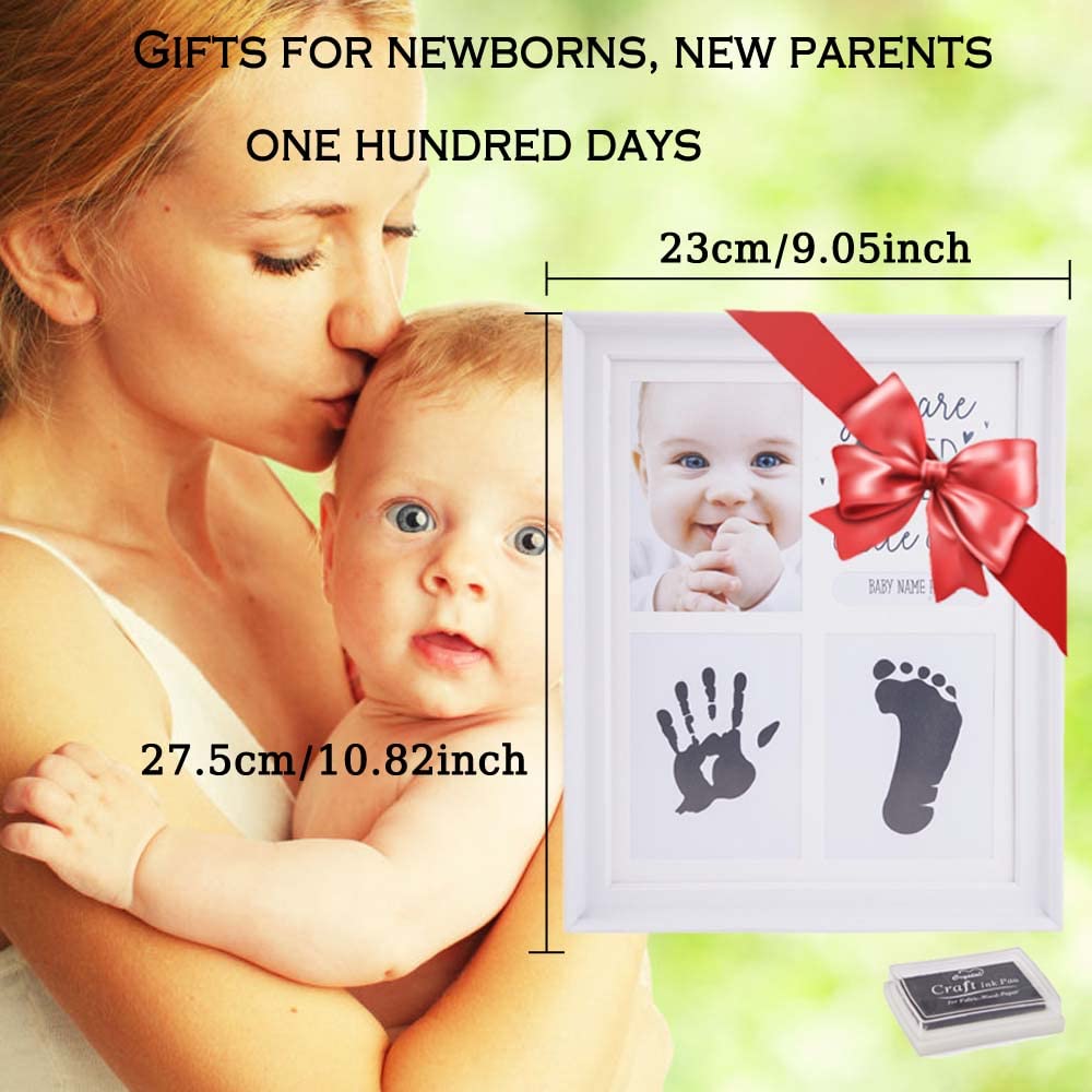 TRLREQ Baby Handprint Kit frame back shows wall hanger for easy display.