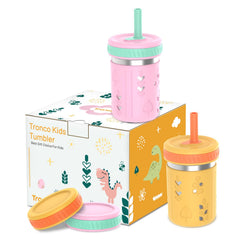 Tronco 2-pack 10oz toddler tumbler with silicone sleeve for non-slip grip