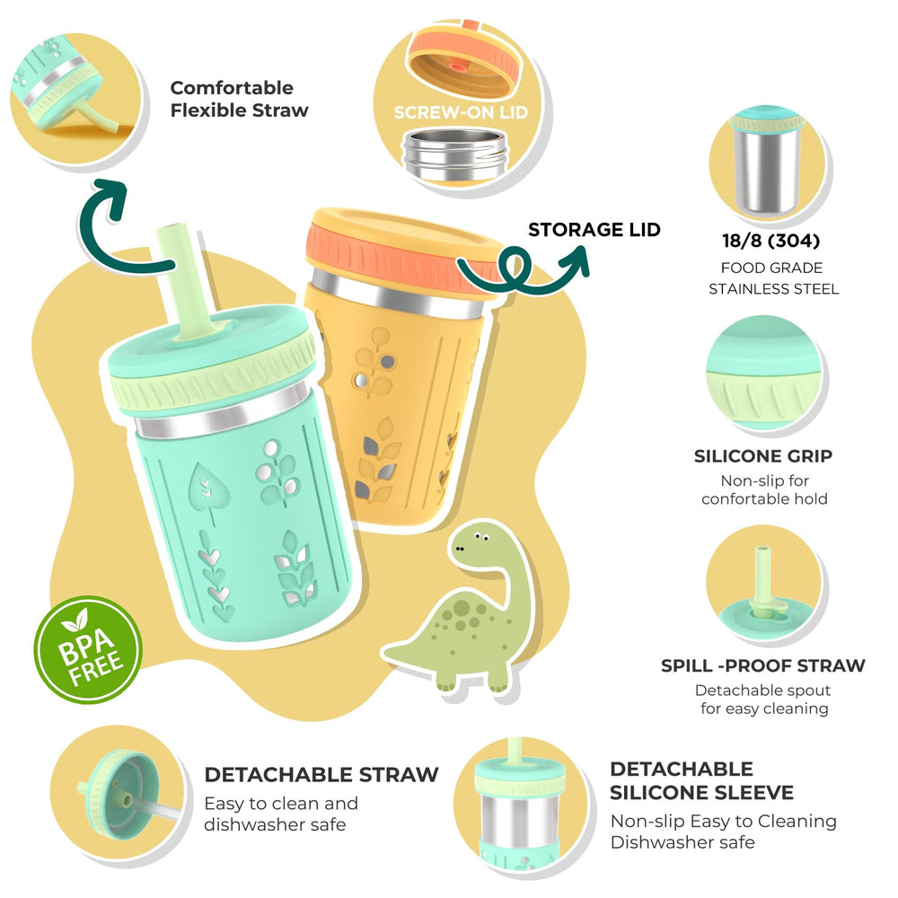 Tronco soft silicone straw with valve reduces spills during drinking.