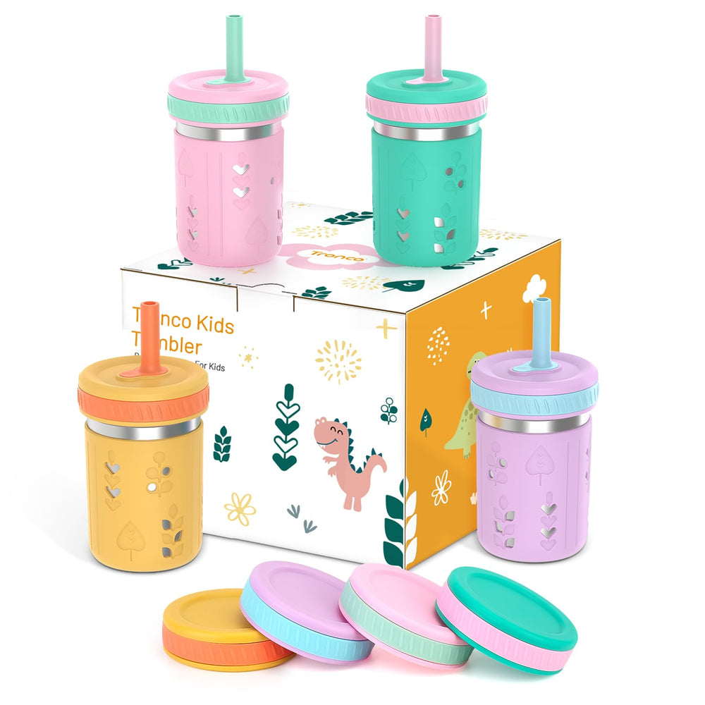 Tronco 4-pack 10oz tumbler with silicone sleeves for easy grip and comfy snack time
