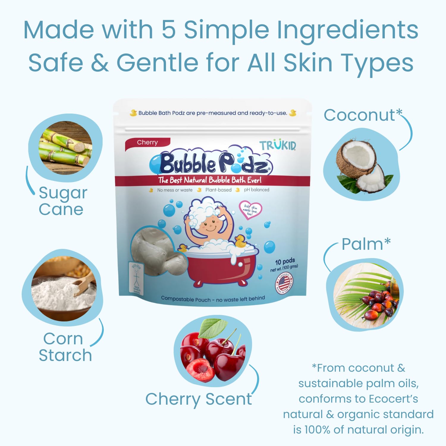 TruKid Bubble Podz USA-made formula for daily, skin-friendly bubble baths