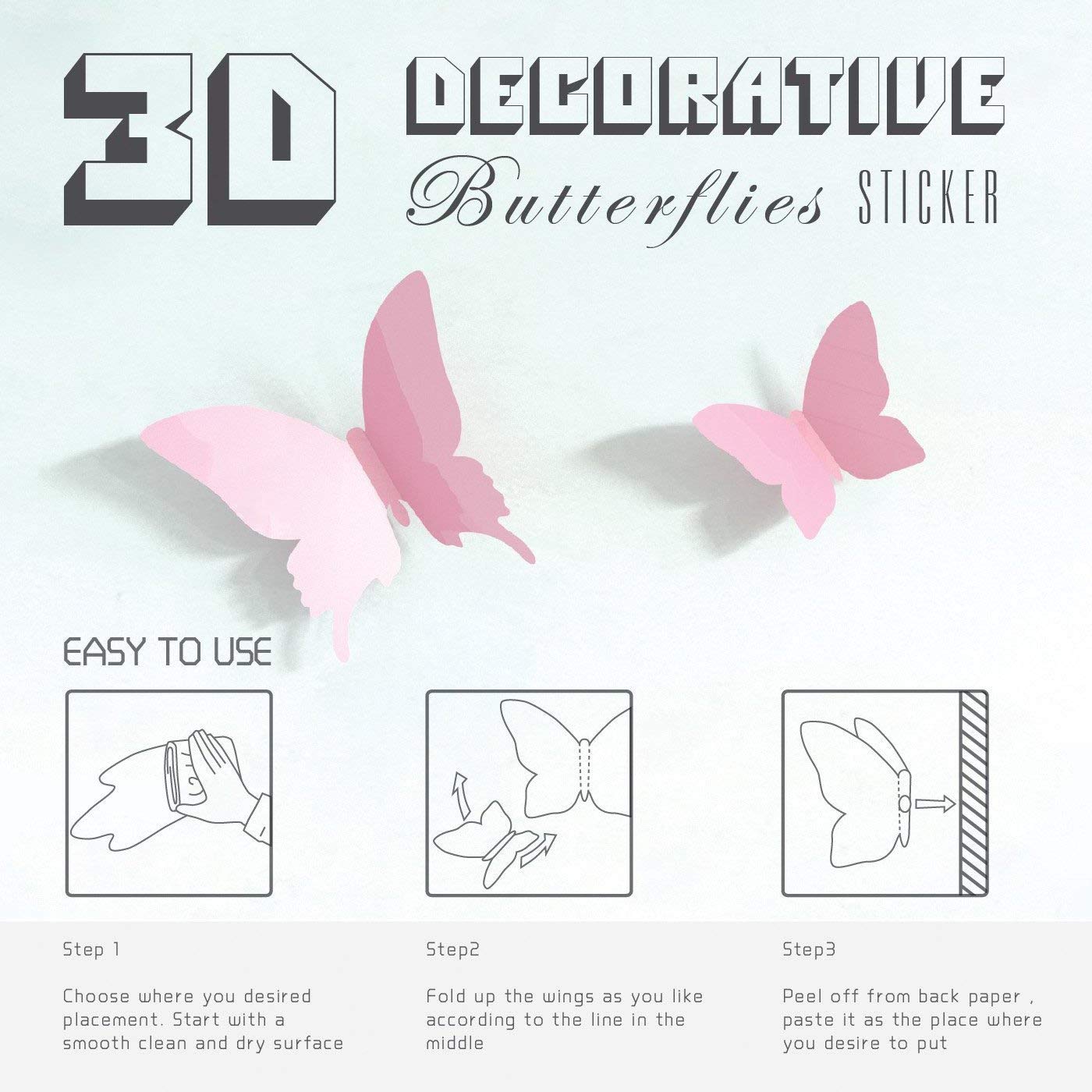Trubetter pink butterfly decals add color accents to playrooms and dorms.
