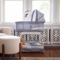 TruBliss Sweetli Deluxe bassinet mobile in action soothing baby with gentle motion
