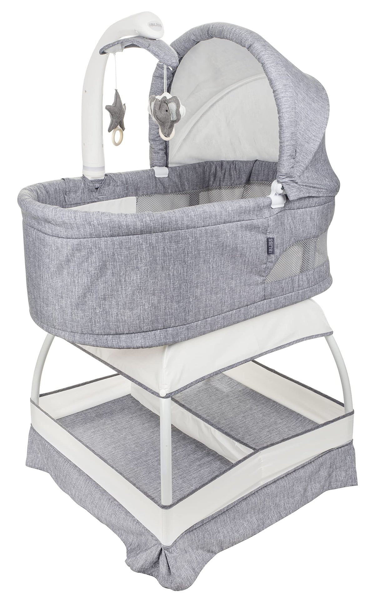 TruBliss Baby Sweetli Deluxe bassinet side view for near-bed ease and intimacy
