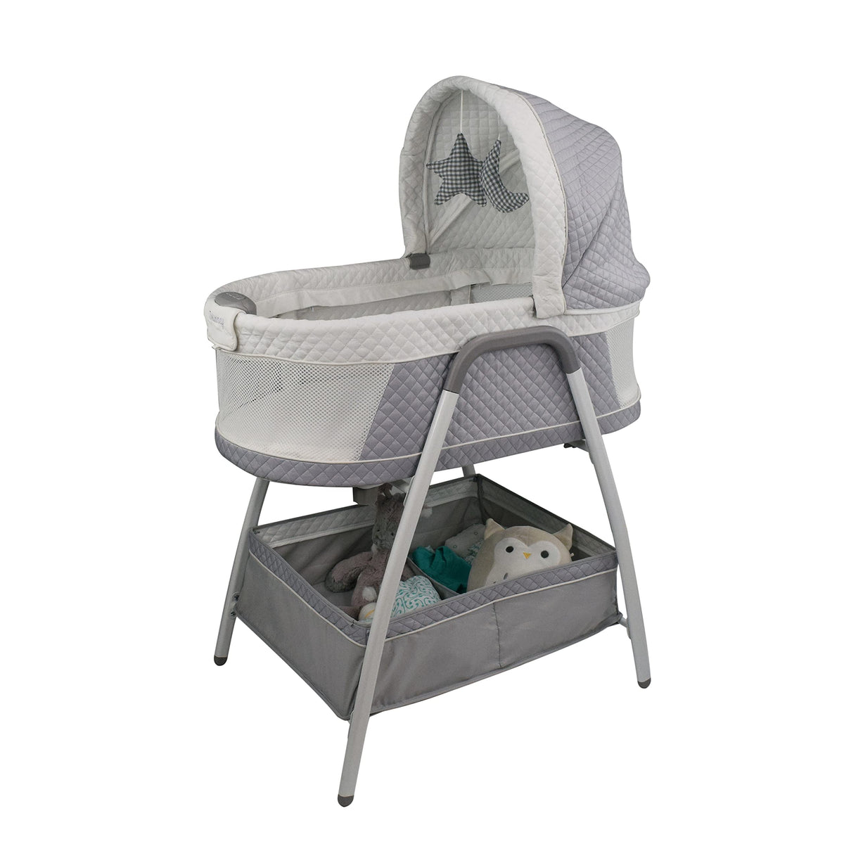 TruBliss Journey bedside-sleeper close-up for near-infant soothing and quick checks.