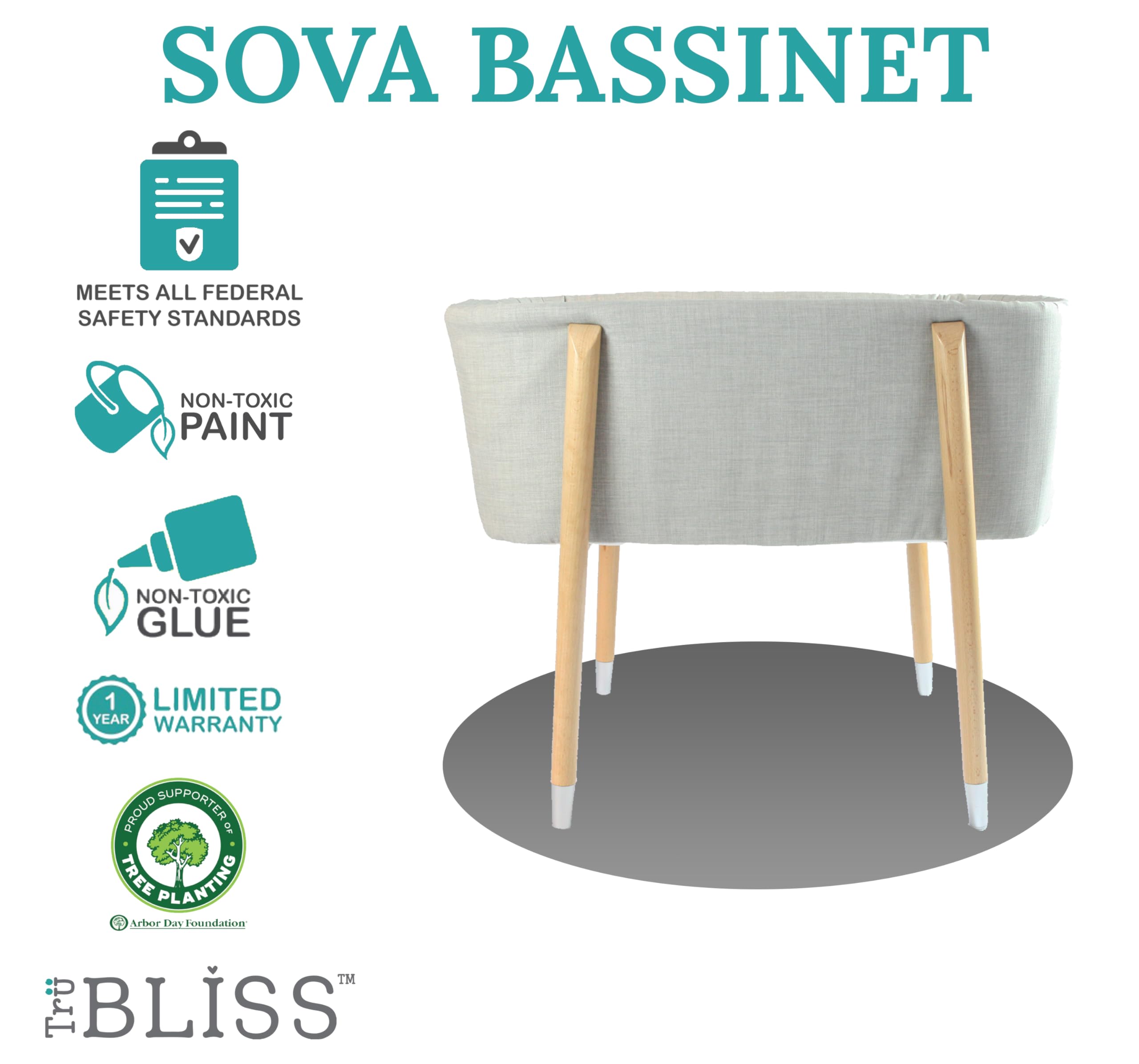 TruBliss Sova in a nursery scene showing compact footprint and mid-century style.