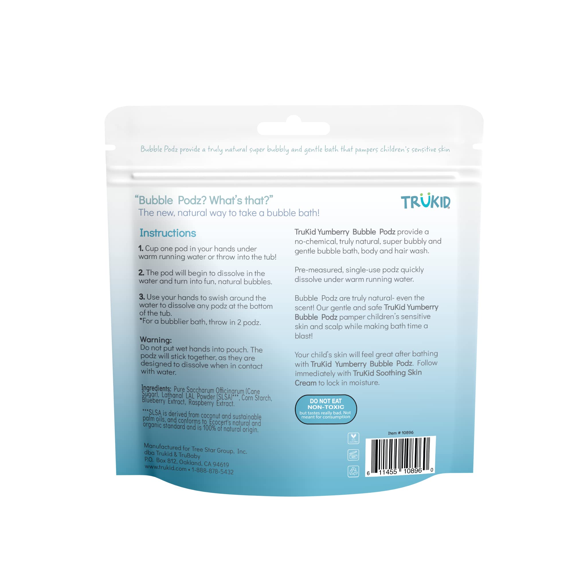 TruKid Bubble Podz easy, quick bath time with soft bubbles.